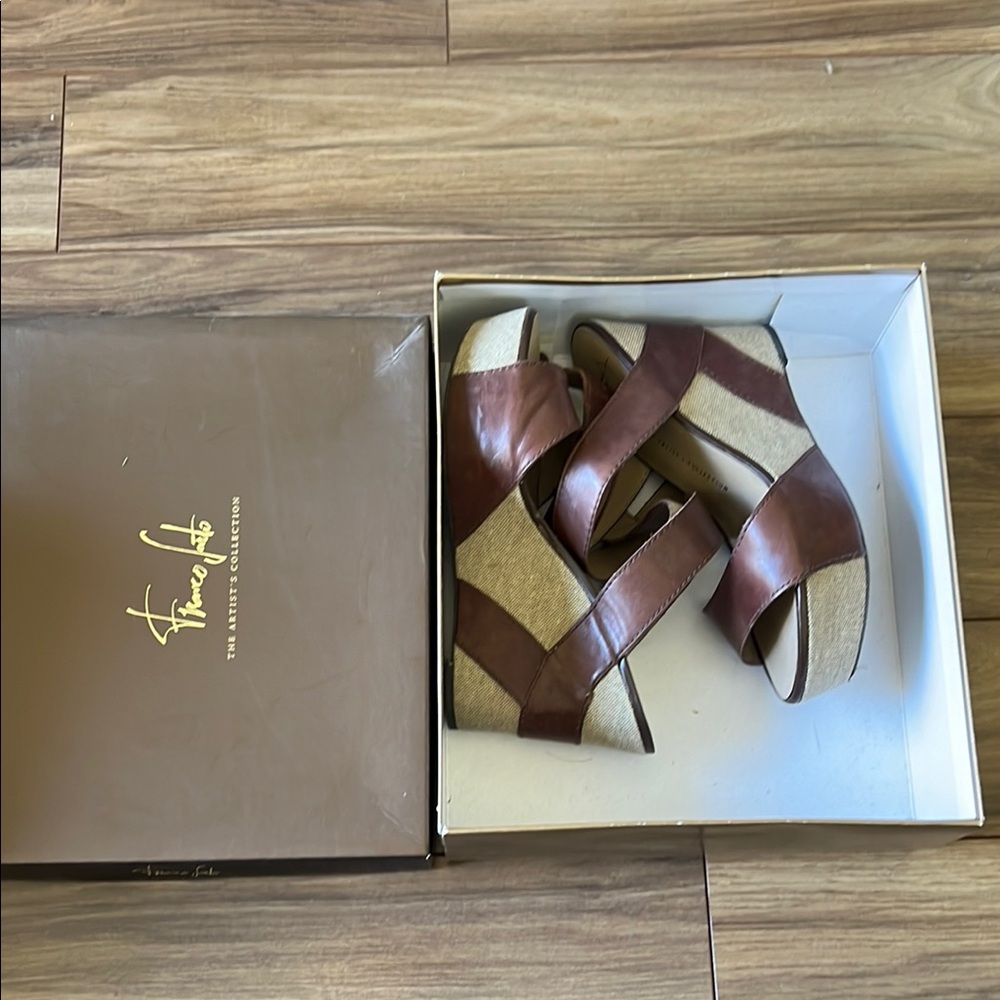 Franco Sarto Reba Wedge Sandals in Teak